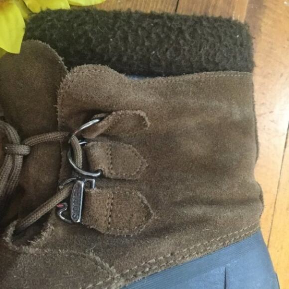 Sorel Badger Kids Snow Rain Boots Brown Lace Up - Picture 3 of 15